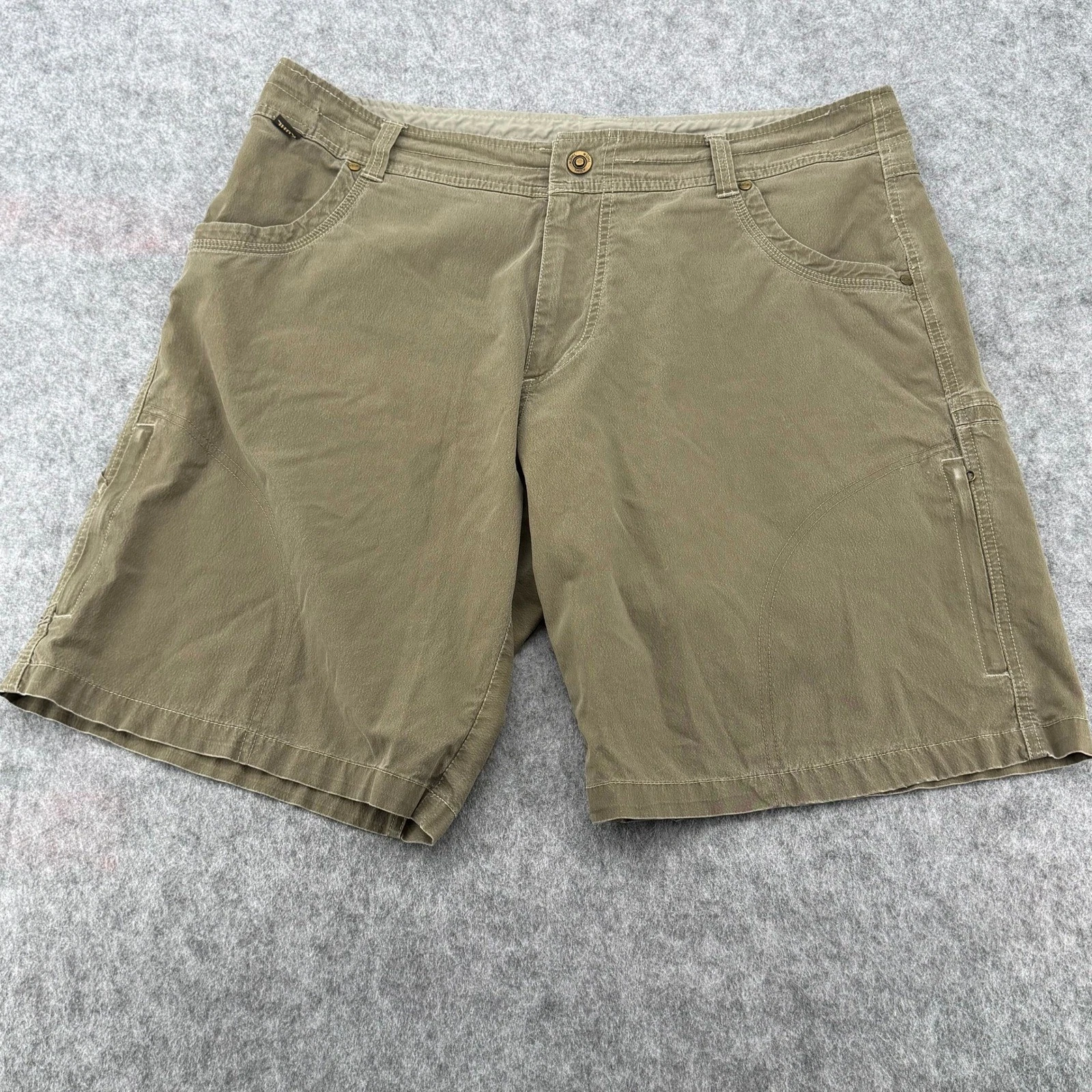 Kuhl Mens Hiking Shorts Olive Green Cotton Blend Outdoor Cargo 38