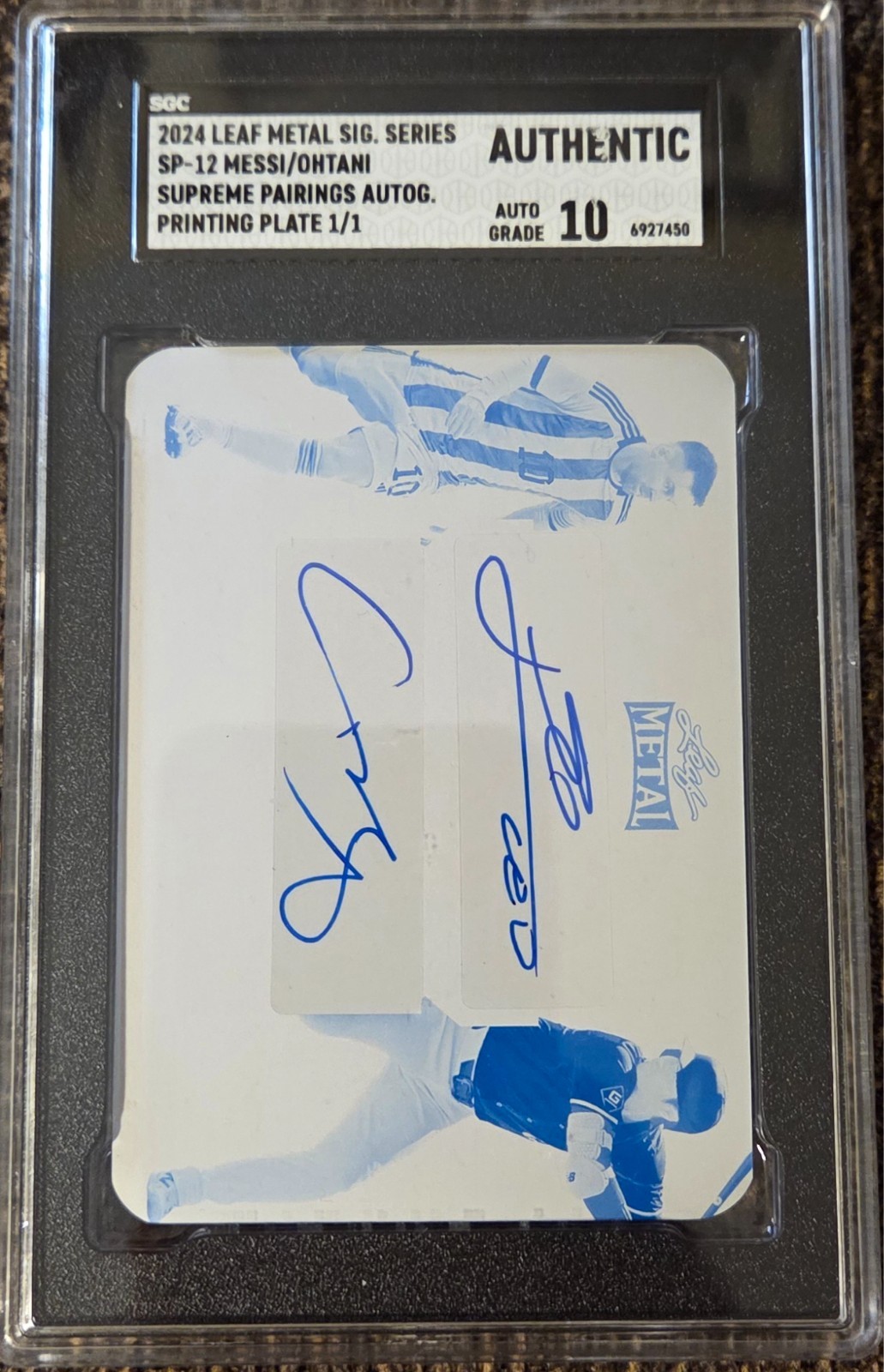Auto Grade 10 – 2024 Leaf Metal Sig. Series – Messi/Ohtani – Signed – SGC (1/1)
