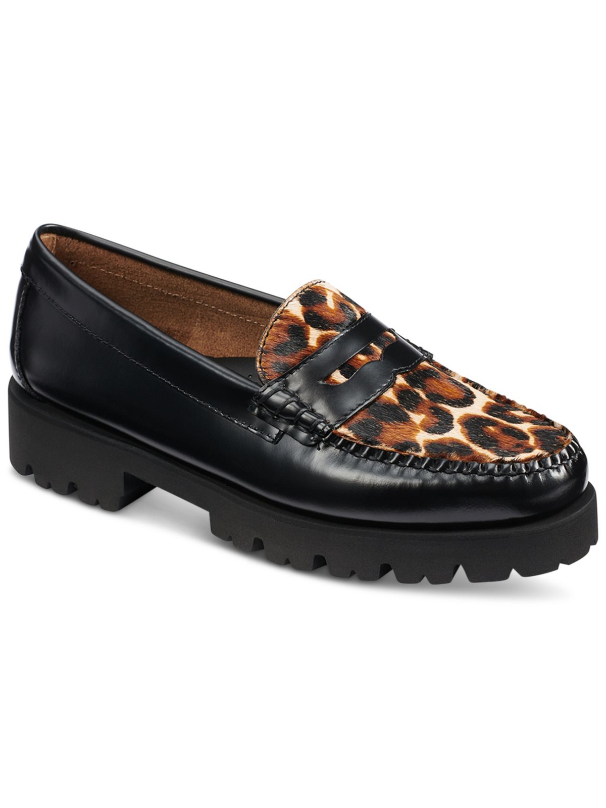 G.H. BASS Womens Black 1'' Platform Penny Keeper Whitney Slip On Loafers Shoes 5