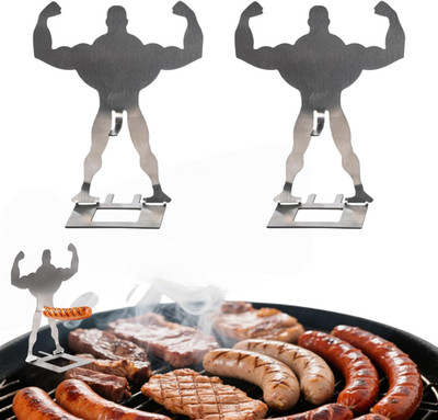 Muscle Man Hot Dog Holder - 2 PCS Stainless Steel BBQ Stand & Roaster