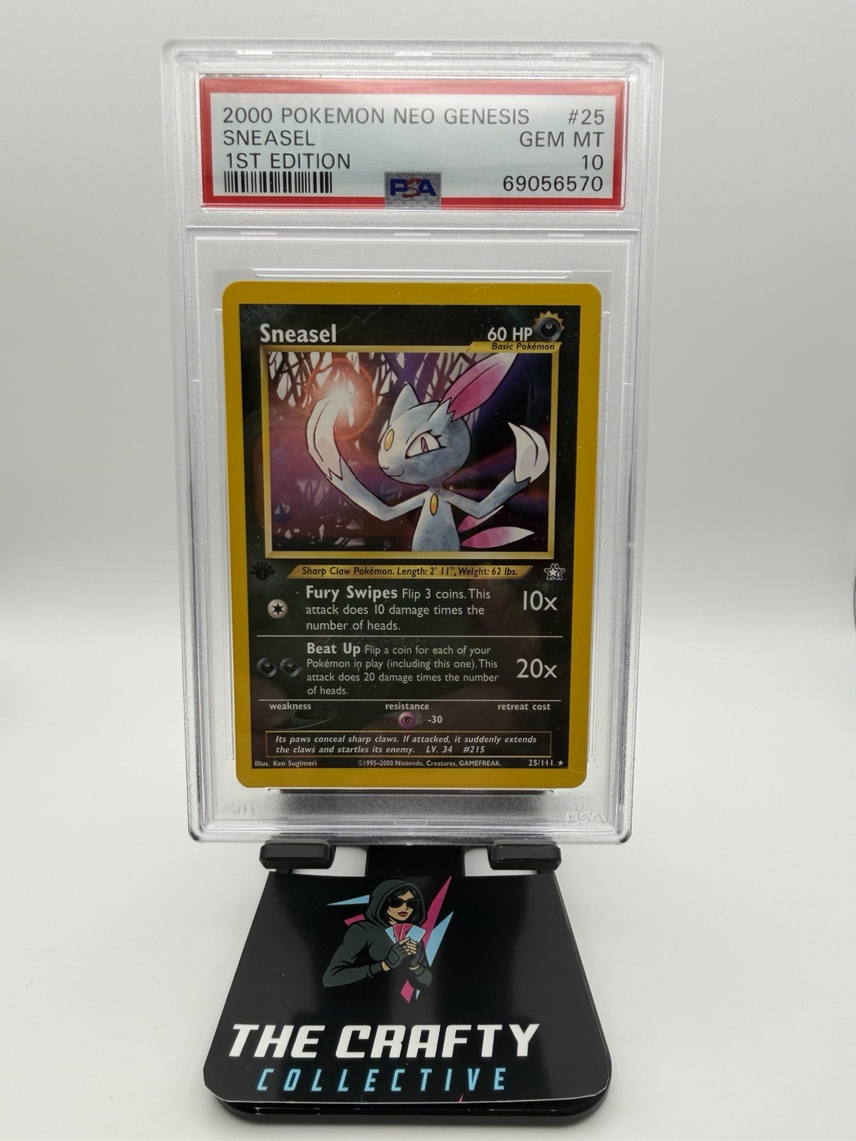 2000 Pokemon Neo Genesis - #25 Sneasel [1st Edition] - PSA 10