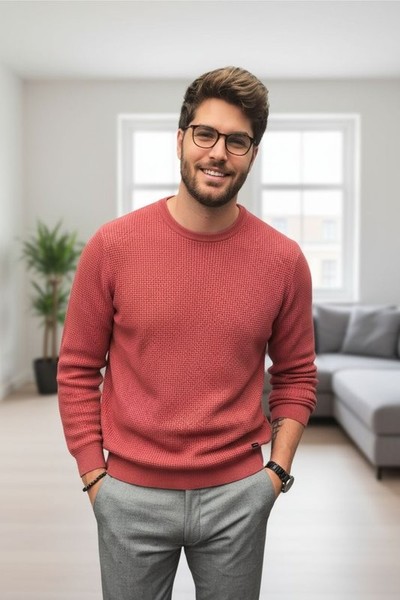 Men Olymp Pullover Pink Cotton 38 / M / 46