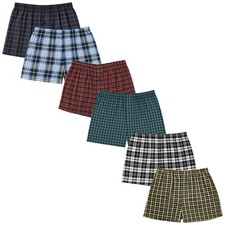 Herren Karierte Boxer Shorts 6er Pack Lockerer Sitz Knopfleiste Unterwäsche