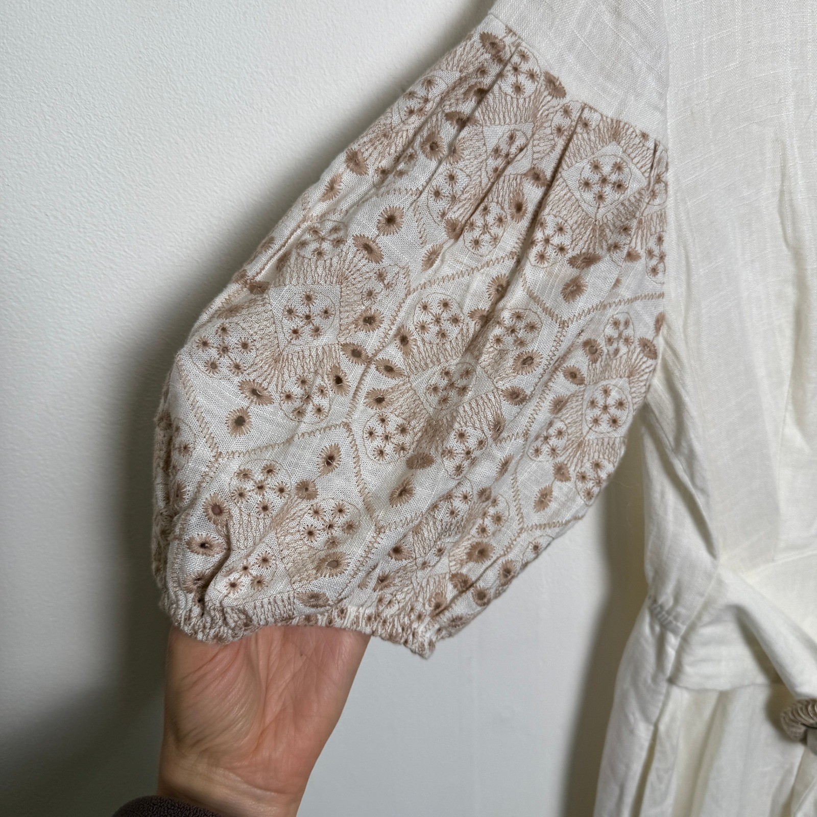 SOLITAIRE White Linen Blend Button Front Dress Em… - image 3