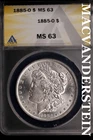 1885-O Morgan Dollar-ANACS MS 63 Brilliant Uncirculated #SLM646