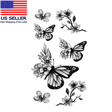 2 Pcs Black Butterfly Prints Temporary Waterproof Tattoo Sticker