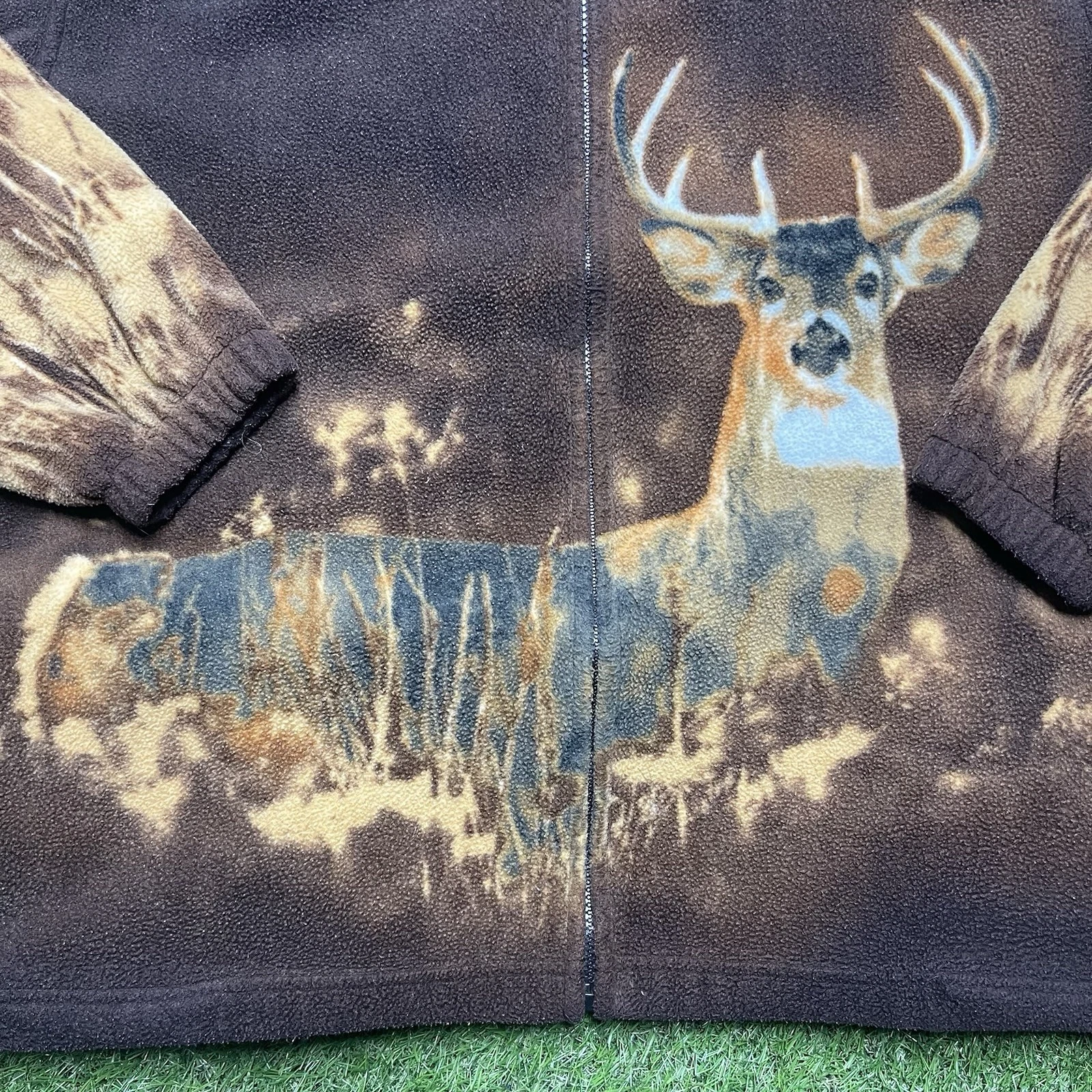 Men’s Wildkind Deer Fleece Jacket XL Brown Zip-Up Nature Outdoors Camping - product detail image 2