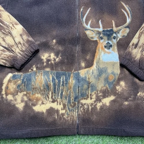 Men’s Wildkind Deer Fleece Jacket XL Brown Zip-Up Nature Outdoors Camping image 2