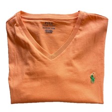 Polo Ralph Lauren V-Neck T-Shirt Men s XXL Peach Orange Green Pony Logo