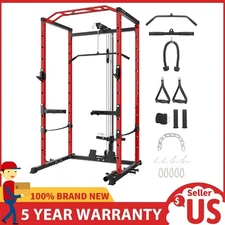 Power Cage Power Rack with Pulley System ,J-Hooks ,Dip Handles Workout ,Home Gym