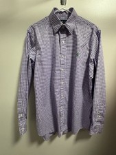 Polo Ralph Lauren Button Down Shirt Men  s Large Purple Gingham Cotton