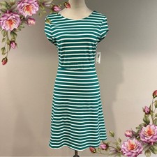 Old navy Striped Green and White mini Dress with cap sleeve size small
