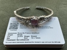 Pandai Court Disco Ball Cut Rose De France Amethyst 925 Sterling Silver Bangle