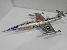 U.S.A. F-104 STAR Jet Fighter, Tinplate- Friction W/ Sparking Engine-Large 18" L