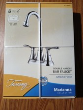 Tuscany Dbl Handle Hi Arc Faucet Chrome Finish 4 Fits 2 Hole Sink NEW