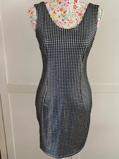 Vintage Cosmopolitan Black Silver Spot Polka Dots Mini Dress Party Festival Sz10