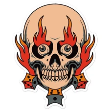 Flaming Skull Dice - Vinyl Decal Sticker - Car Window Laptop - ebn12675