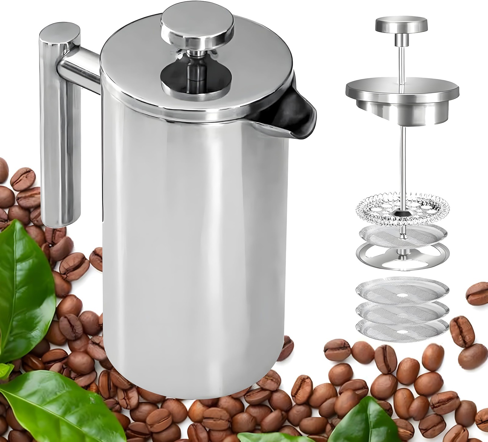 Best Small French Press Coffee Maker - 12oz/350ml Single Cup Metal Press1 Cup