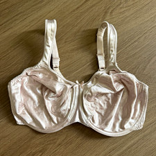 Bali 36DD Underwire Satin Bra Beige Hook & Ey...