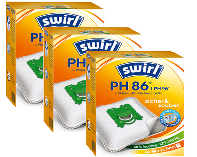 12 Staubsaugerbeutel Swirl PH 86, PH86 geeig. für Philips PowerLife FC8446/01
