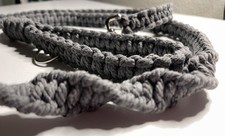 Handmade Macrame Dog Leash  Durable  Stylish  Deep Gray  5' Spiral 