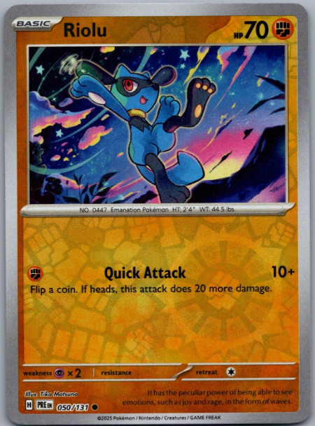 Pokemon - Riolu - 050/131 - Reverse Holo - Prismatic Evolutions - NM/M