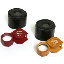 2 10X Hexagon Triplet Loupes Jewelers Gemologist Magnifying Tool