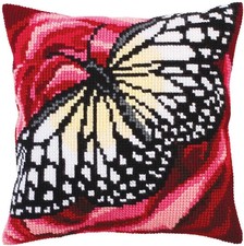 CdA stamped cross stitch kit cushion "Butterfly graphics" 5311, 40x40cm, DIY