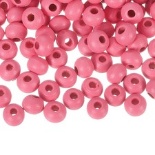 300Pcs 8mm Colored Natural Wood Beads Large Hole Round Spacer Beads Red
