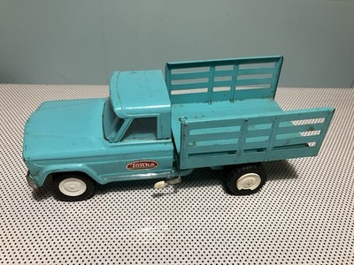 9 1/2  Tonka   Turquoise Blue Jeep Farm Stake Truck   Pressed Steel   1963  #56