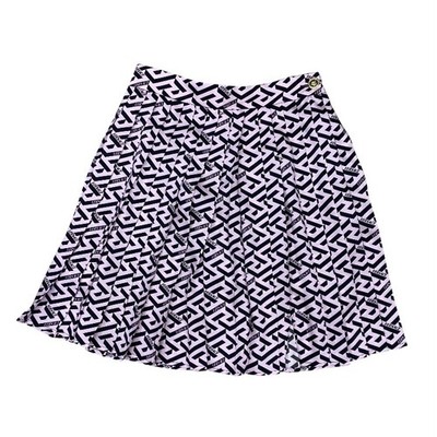 VERSACE La Greca Pleated Mini Skirt Pink Black Size 38 Unused