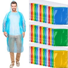 100 Pack of Adult Rain Ponchos with Hood Disposable Plastic Rain Ponchos Bulk...