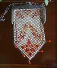 antique : Mandalian MFG Co. Enamel Mesh Metal Flapper Purse: Fall Colors L K 