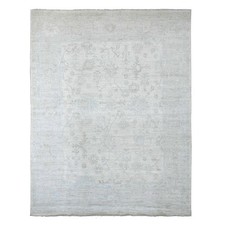 7'9"x10' Ivory Pure Wool Afghan Angora Oushak Hand Knotted Oriental Rug 21616