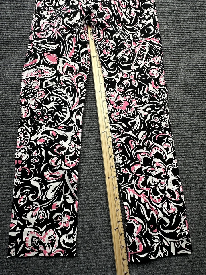 Брюки женские Elliott Lauren 4 черные белые розовые с цветочным узором прямые эластичные сделано в США - Изображение 3 из 4