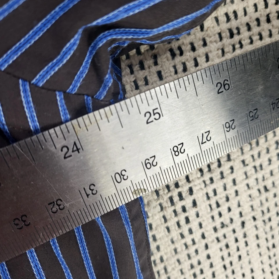 Thomas Dean Shirt Mens Large Blue Stripe Paisley Trim Long Sleeve Cotton Dress - Image 4 of 4