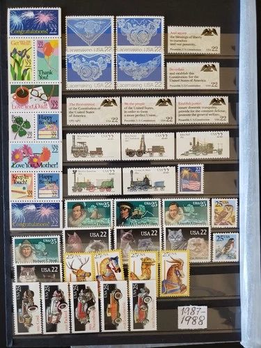 26010-US Stamps Collection Year 1987-1988, 9 Complete Sets - Mint 44 Pcs