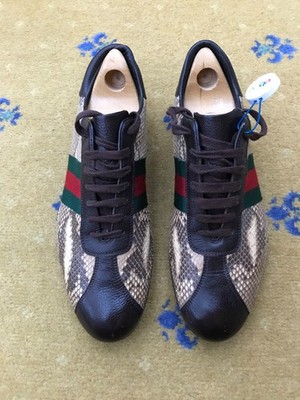 Gucci Turnschuhe Sneaker Schuhe Snakeskin Web Grün Rot Herren UK 10 US 11 EU 44