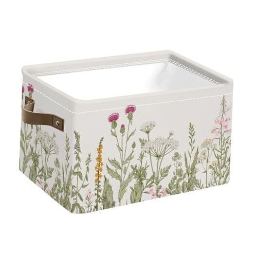 Storage Basket Gift Baskets with Handles Foldable Decorative Canvas Flower