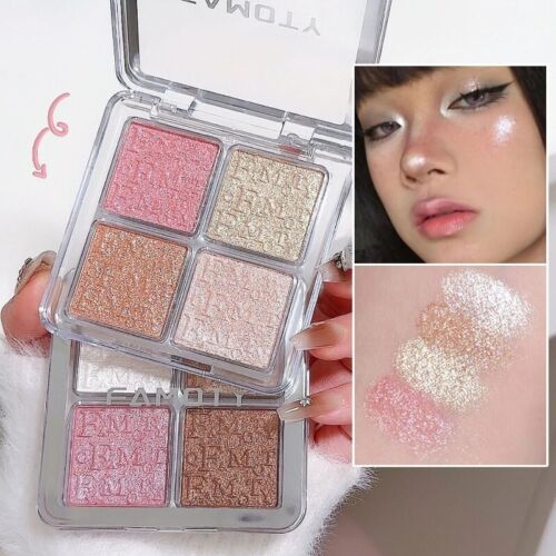 Four Color Glitter Highlighter Powder Palette Diamond High Gloss Shiny High Ligh - Picture 5 of 8