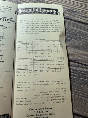 Housatonic Railroad Company 1986 Horario No. 3 - Imagen 3 de 4