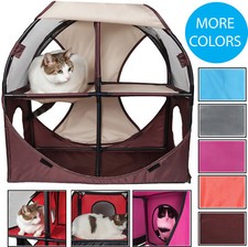 Pet Life Kitty-Play Obstacle Travel Collapsible Soft Folding Pet Cat House