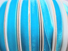 10 yards 3/8" Velvet Ribbon 9mm/Satin Back/craft/trim/Supply R116-Turquoise Blue