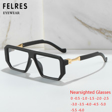 Men Women Square Anti Blue Light Myopia Nearsighted Glasses Clear Lens Glasses