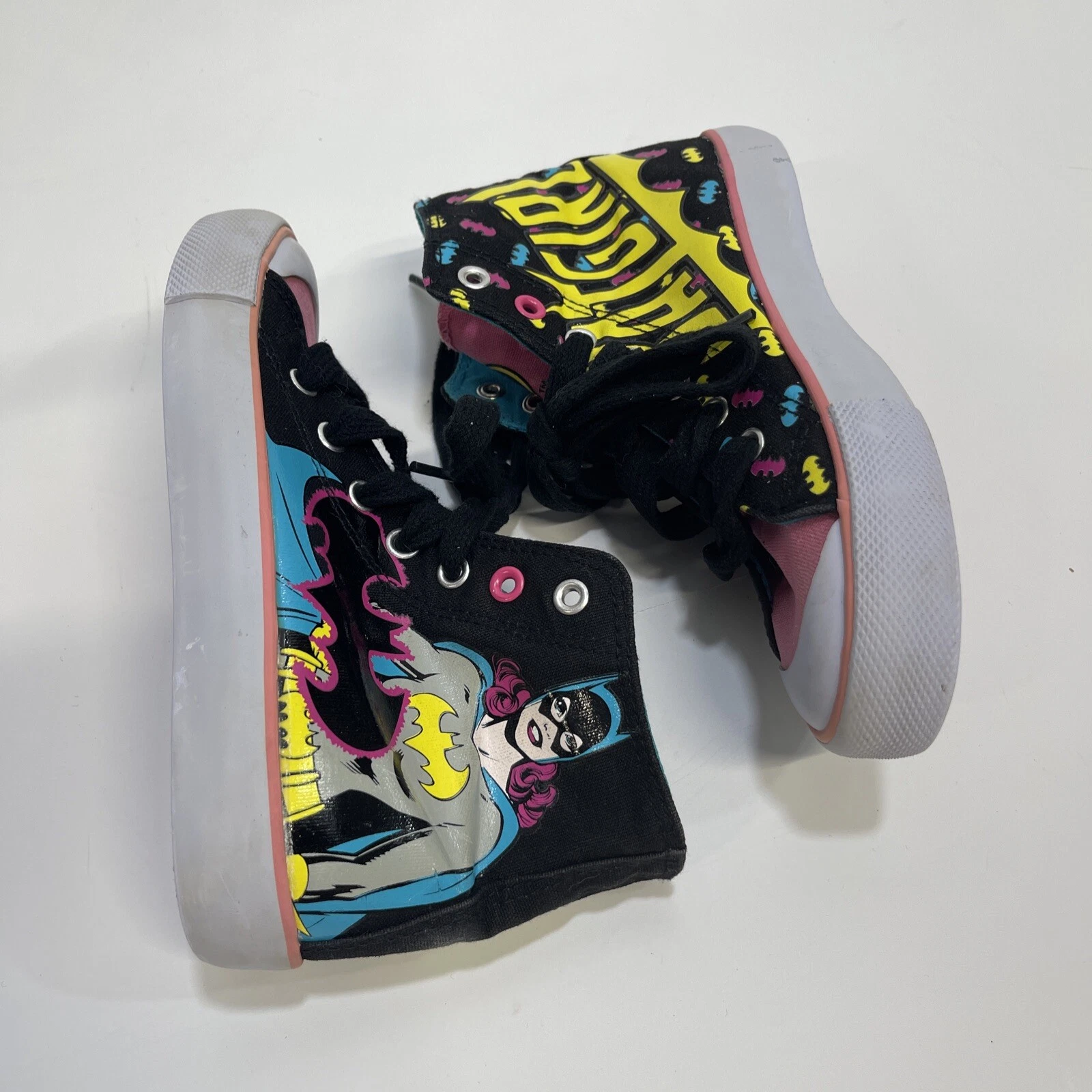 CONVERSE Scarpe da bambina DC Comics taglia 13 Batgirl Batman supereroe sneakers alte stringate