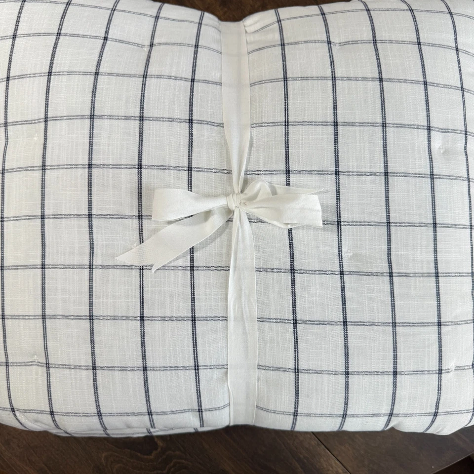 EDREDÓN A CUADROS VENTANA NIÑOS GRANERO CERÁMICA, DOBLE ~ BLANCO/AZUL MARINO Foto 2 de 4