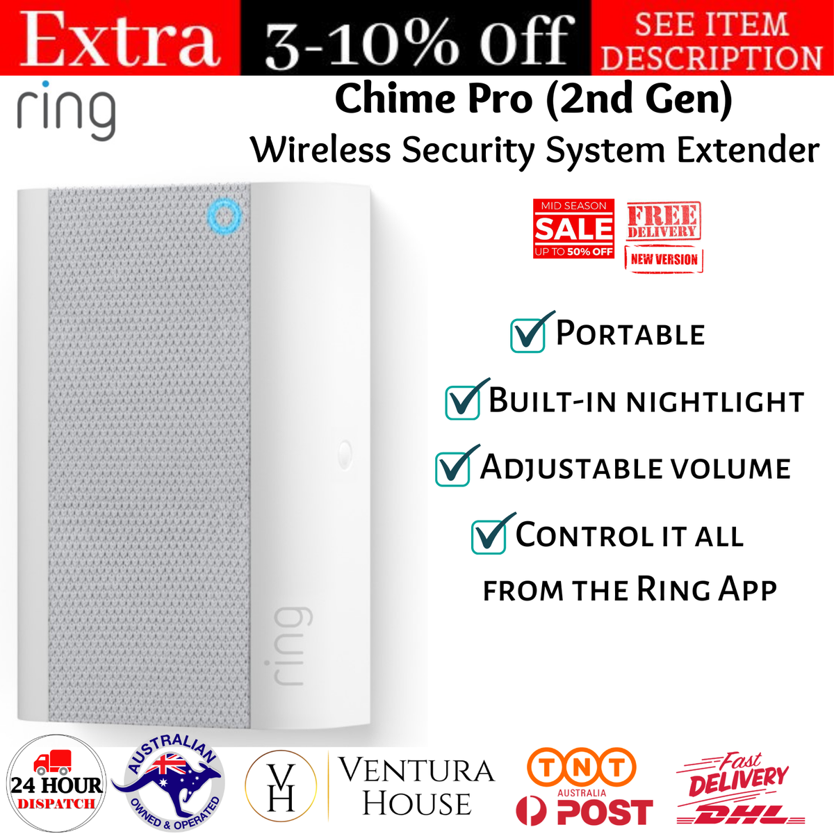 Ring Chime Pro 2nd Gen Indoor and Wi-Fi Extender ONLY for Ring