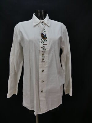 Size M costume shirt Canda white cotton capercaillie embroidery costume shirt