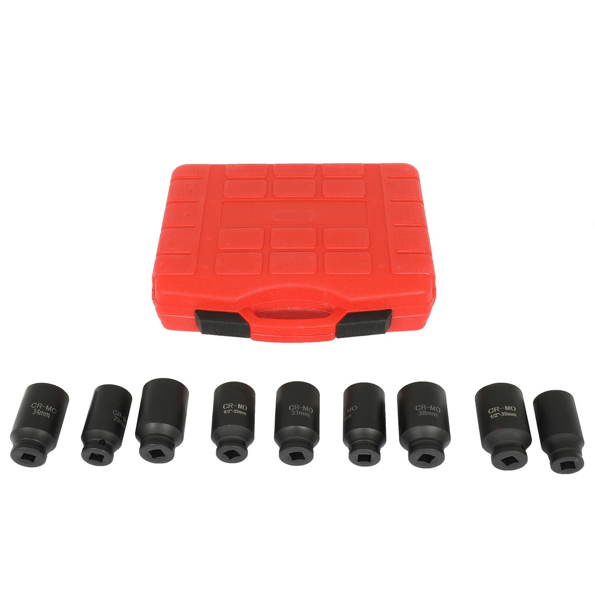 9-Piece Axle Nut Impact Socket Set - 1/2 Drive Deep Metric Sockets 29-38mm For Vehicle Maintenance