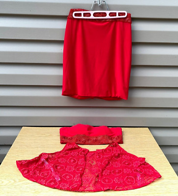 Rachel Allan Cocktail Womens Size 2 Three-Piece Red Formal Homecoming Prom Dress